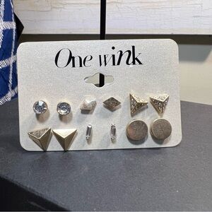 One Wink Gold toned Earring Set, 6 pairs